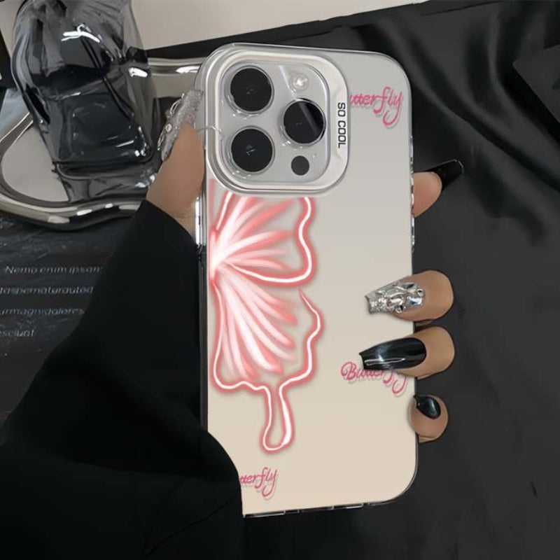 Luminous Butterfly Pattern iPhone Case for 15/14/13/12/11 Series, Soft TPU Full-Body Protective Cover with Glow Effect, Shockproof Slim Phone Case